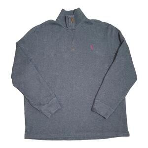 Polo Ralph Lauren Men's XL Fleece 1/4 Zip Sweater Gray Long Sleeve Mock Neck